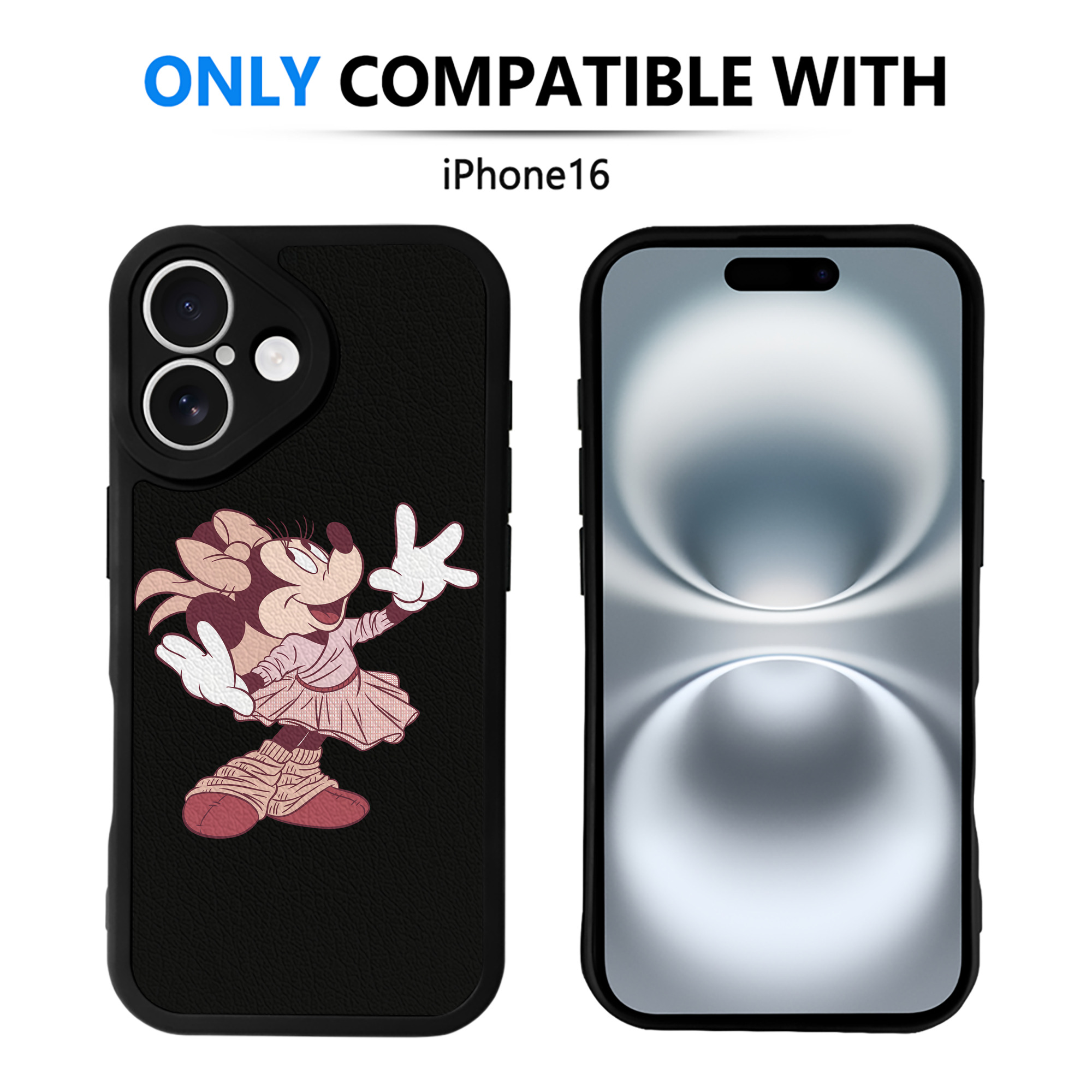 （画像用） ミッキーマウス Mickey Mouse 【iPhone 16シリーズ対応】シリコンスマホケース（レザー調） 材質：シリコン